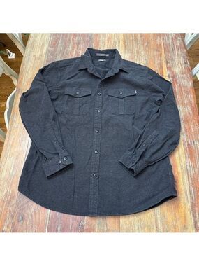 Eddie Bauer Charcoal Gray Flannel Shirt Large
